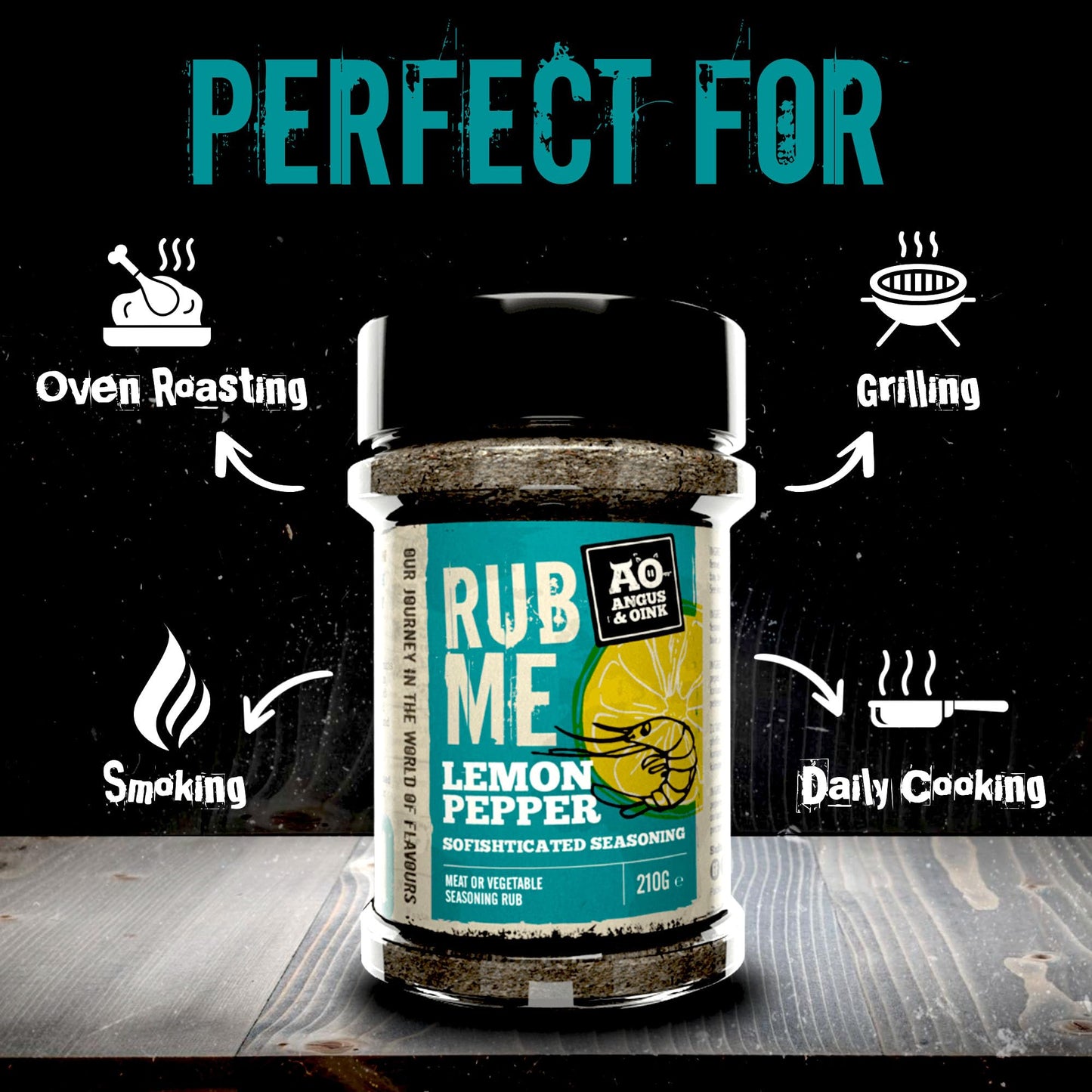 Angus & Oink | Lemon Pepper Seasoning | Sofishticated Citrus Flavour | Ideal For Seafood, Chicken & Pork | Fresh, Zesty & Herb-I