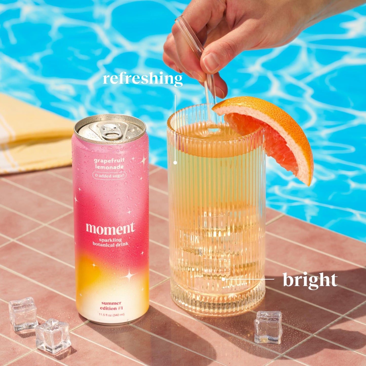 Moment Botanical Soda Soft Drink (Shark Tank) - SPARKLING Non fermented-style flavoric Drinks | Gfruit Lemonade | L-Theanine & Ashwagandha for Calm & Clarity | 0 Added Sugar 0 Caffeine | 12-pack