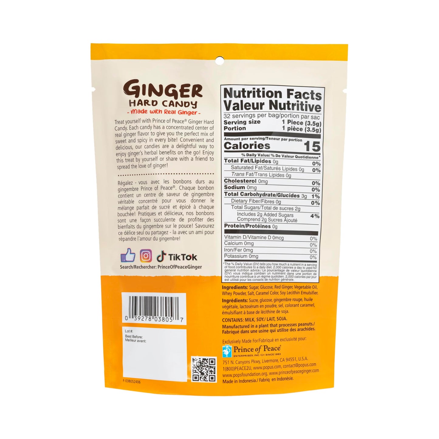 Prince Of Peace Ginger Hard Candy With Center-Filled Burst, Made With Real Ginger, 2.2 Lb Bag - Bold And Spicy Flavor, Natural D