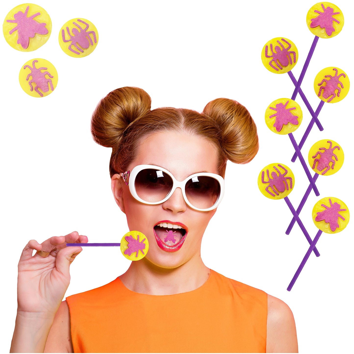 Fruidles Insects Tattoo Lollipop Suckers Candy, Great for Goody Party Bag Fillers, Individually Wrapped (5 Pounds, Bulk)