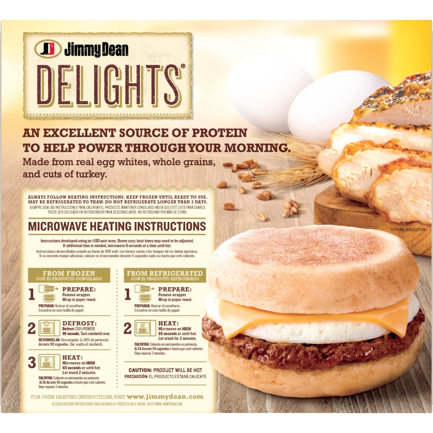 Jimmy Dean Delights Turkey Sausage, Egg White and Cheese English Muffin Breakfast Sandwiches, 4 Count (Frozen)