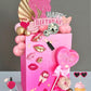 Jevenis Birthday Hot Pink Girl Birthday Cake Decoration Pink Girls Birthday Decoration Pink Balls Palm Leaves Heels Lipstick Bag