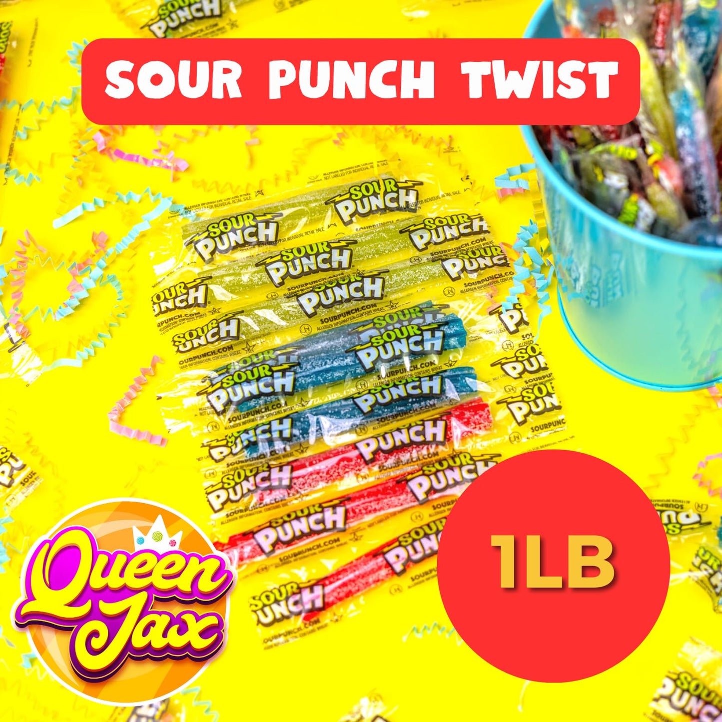American Licorice Sour Punch Twists - Sour Candy Bulk - Sour Punch Twist - 1 Lb Bag - Sour Punch Twists Bulk Candy - 4 Flavors - Blue Raspberry, Cherry, Strawberry, Apple