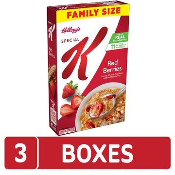 Kellogg s Special K Cold Breakfast Cereal, 11 Vitamins and Minerals, Made with Real Strawberries, Family Size, Red Berries (3 B