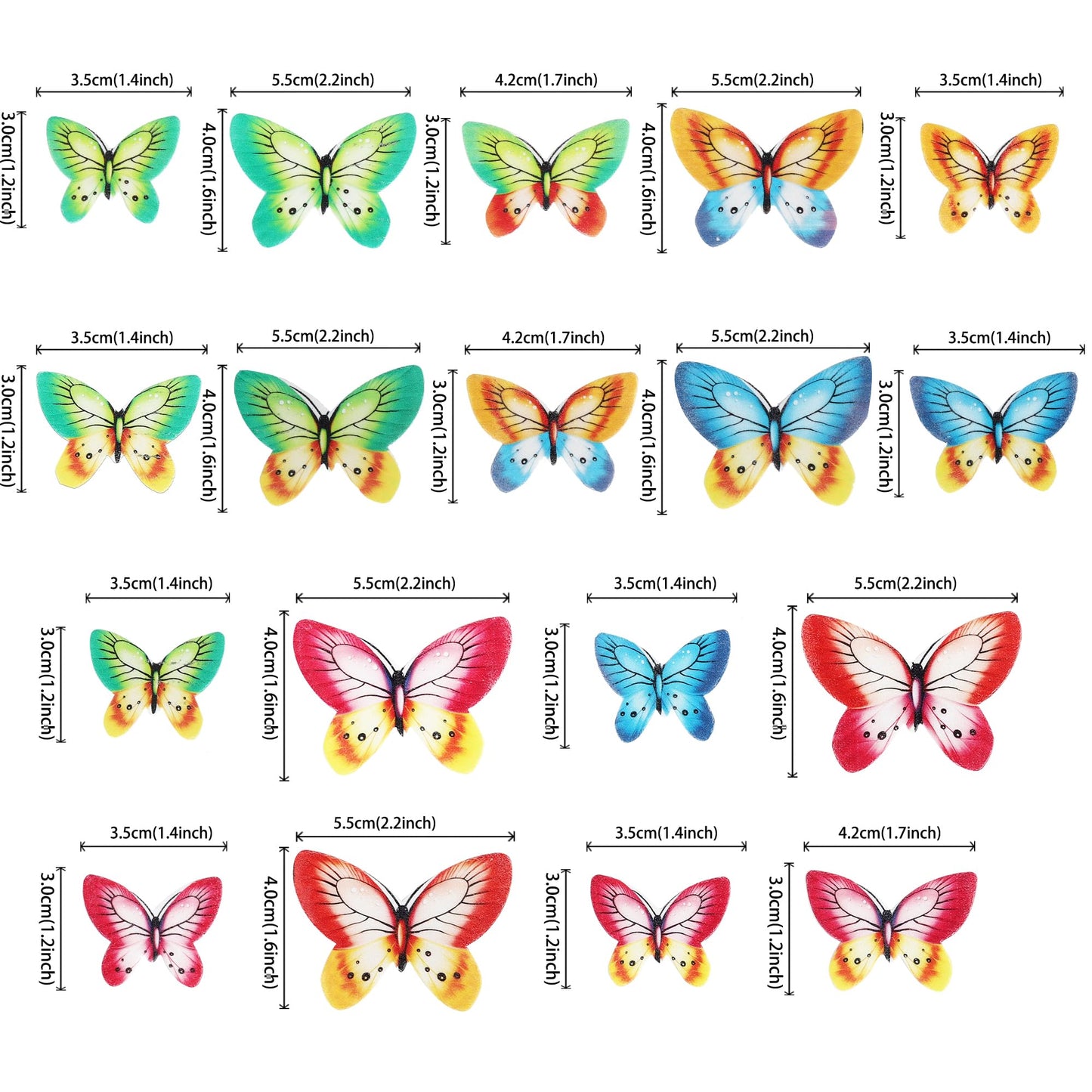 80 Pcs Edible Wafer Paper Cupcake Toppers For Cake Decorating - Butterfly Themed Baby Shower, Wedding, Birthday Party Cupcake De