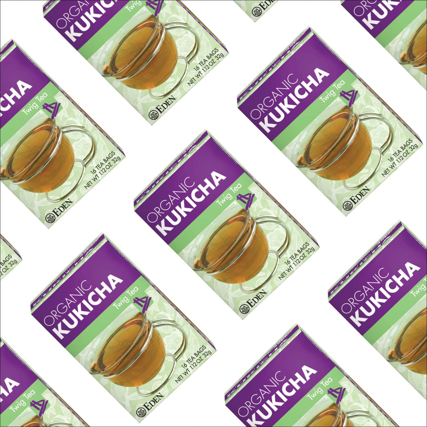 Eden Kukicha Organic Roasted Twig Tea, Low Caffeine, 16 Unbleached Manila Tea Bags, 3 Pack