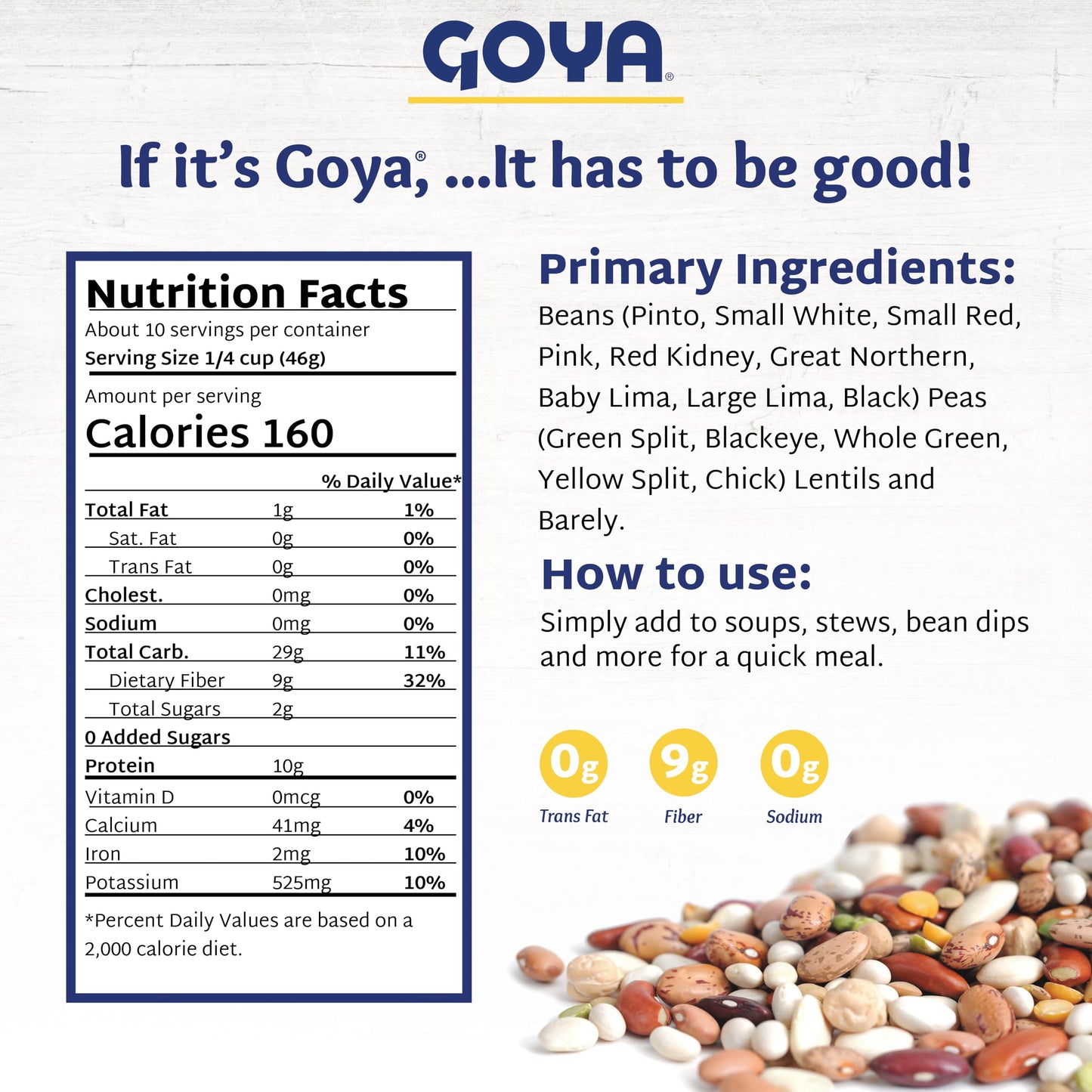 Goya Foods 16 Bean Soup Mix, Dry, 16 Ounce (Pack Of 24)