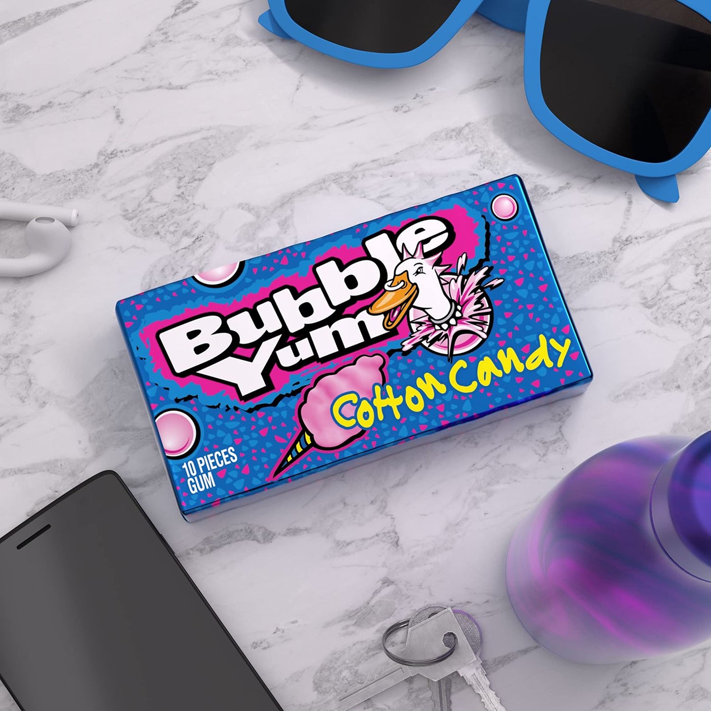 Bubble Yum Cotton Candy Chewy, Bubble Gum Packs, 2.82 Oz (12 Count, 10 Pieces)