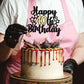 Gyufise 1Pc Happy 40Th Birthday Cake Topper Black Gold Glitter Cheers To 40 Years Birthday Cake Pick 40 Fabulous Cake Decoration