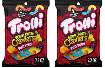 Trolli Sour Brite Crawlers Candy, Fruit Punch Flavored Sour Gummy Worms, 7.2 Ounce (Pack of 2)