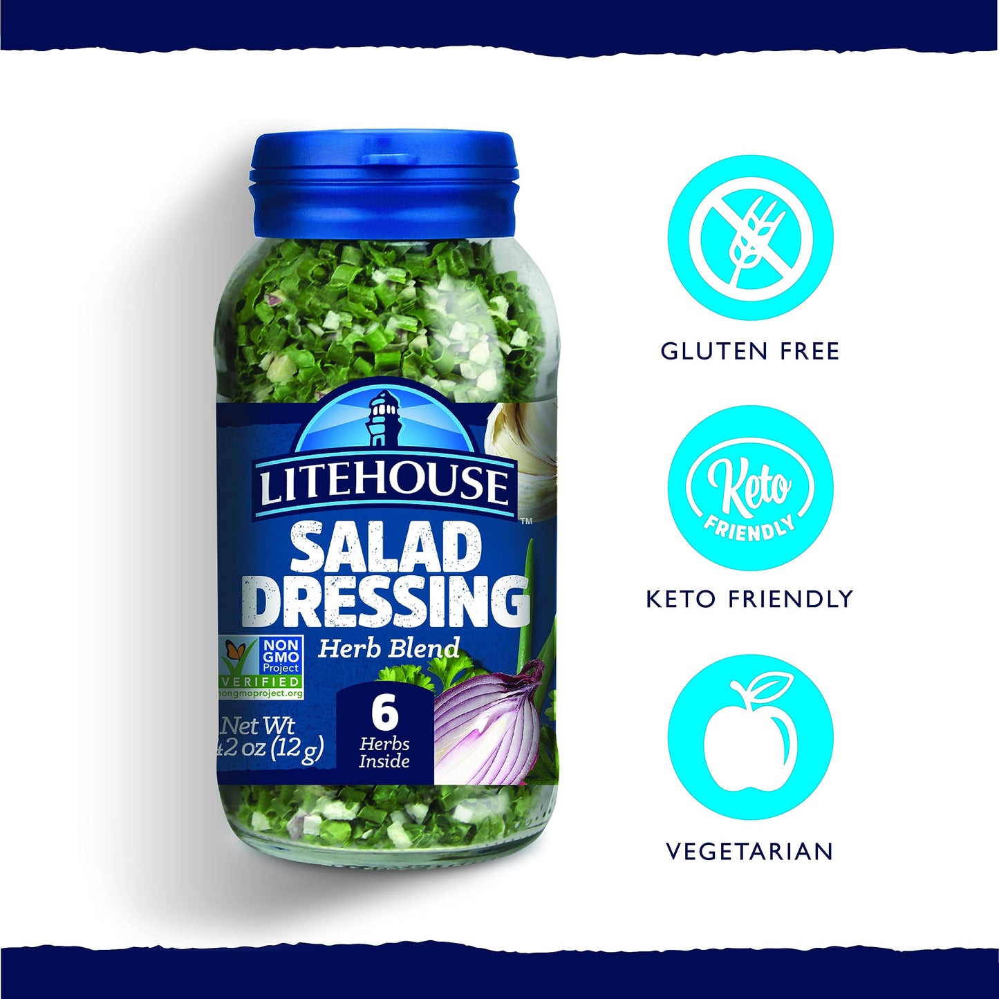 Litehouse Freeze Dried Herb Blend Salad Dressing, Organic, Non-GMO, Gluten-Free, 0.42 Ounce, 2-Pack