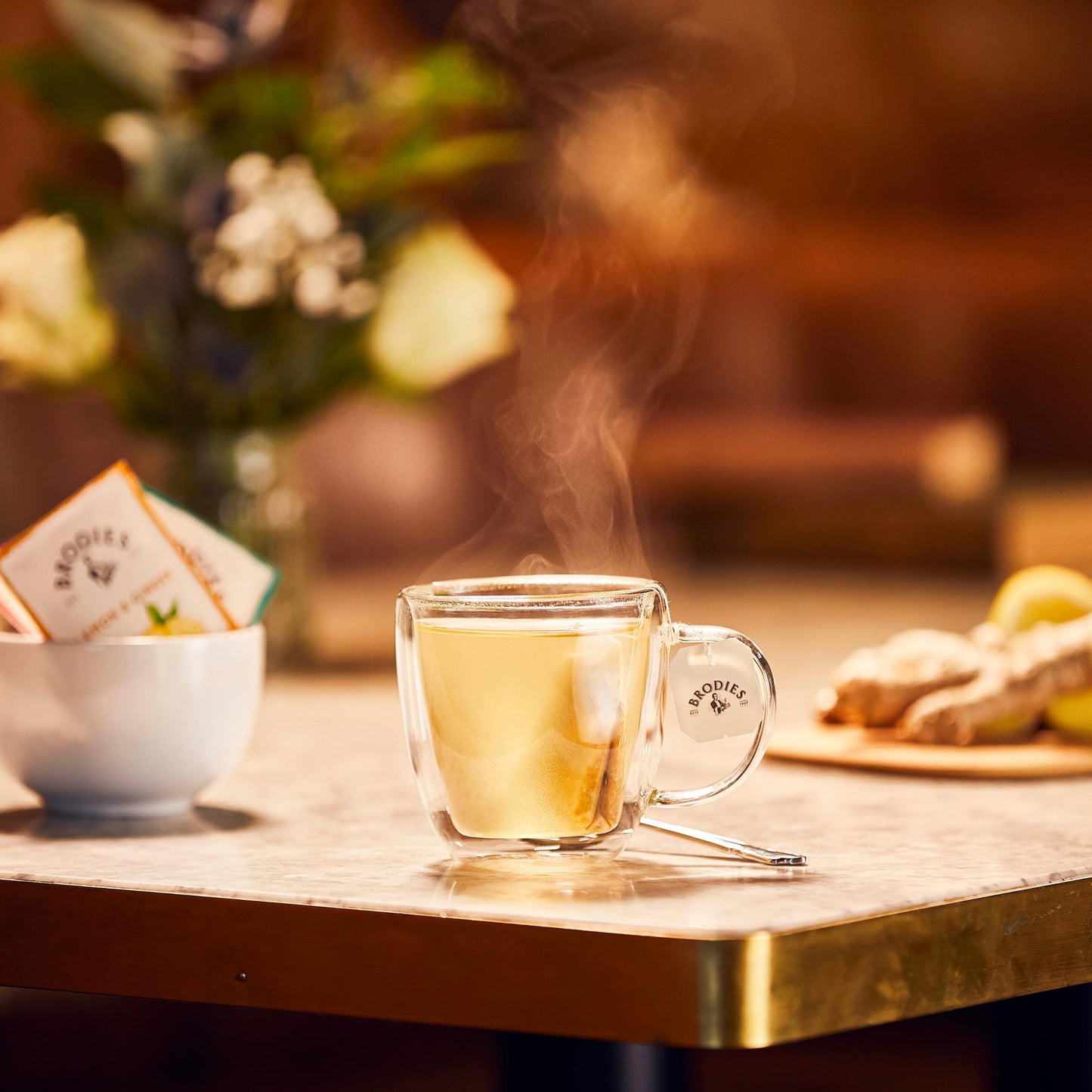 Brodies Lemon & Ginger Caffeine Free Tea, 20 Tag & Envelope Bags, Imported from Scotland