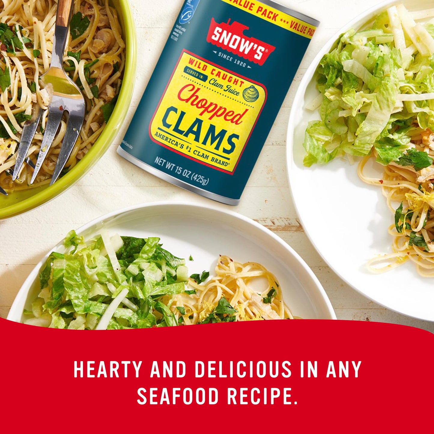 Snow s Wild Caught Chopped Clams Canned, 15 oz Can (Pack of 12) - Served in Clam Juice - 4g Protein Per Serving - Gluten Free,