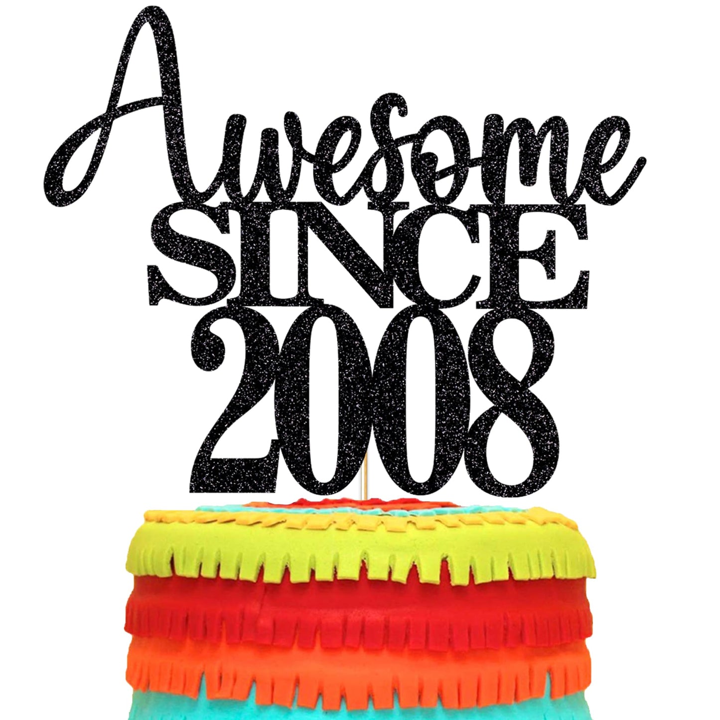 16Th Awesome Since2008 Cake Topper Cheers To 16 Years Birthday Cake Pick 16 Fabulous Cake Decoration For Happy 16Th Birthday Ann