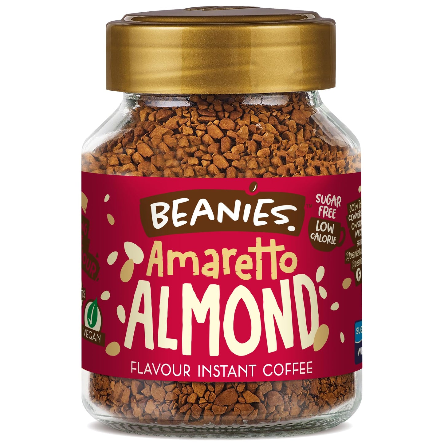 Beanies Flavour Instant Coffee - Ameretto Almond Instant Flavored Coffee - Bold & Adventurous Full-On Flavor - An Indulgent Suga