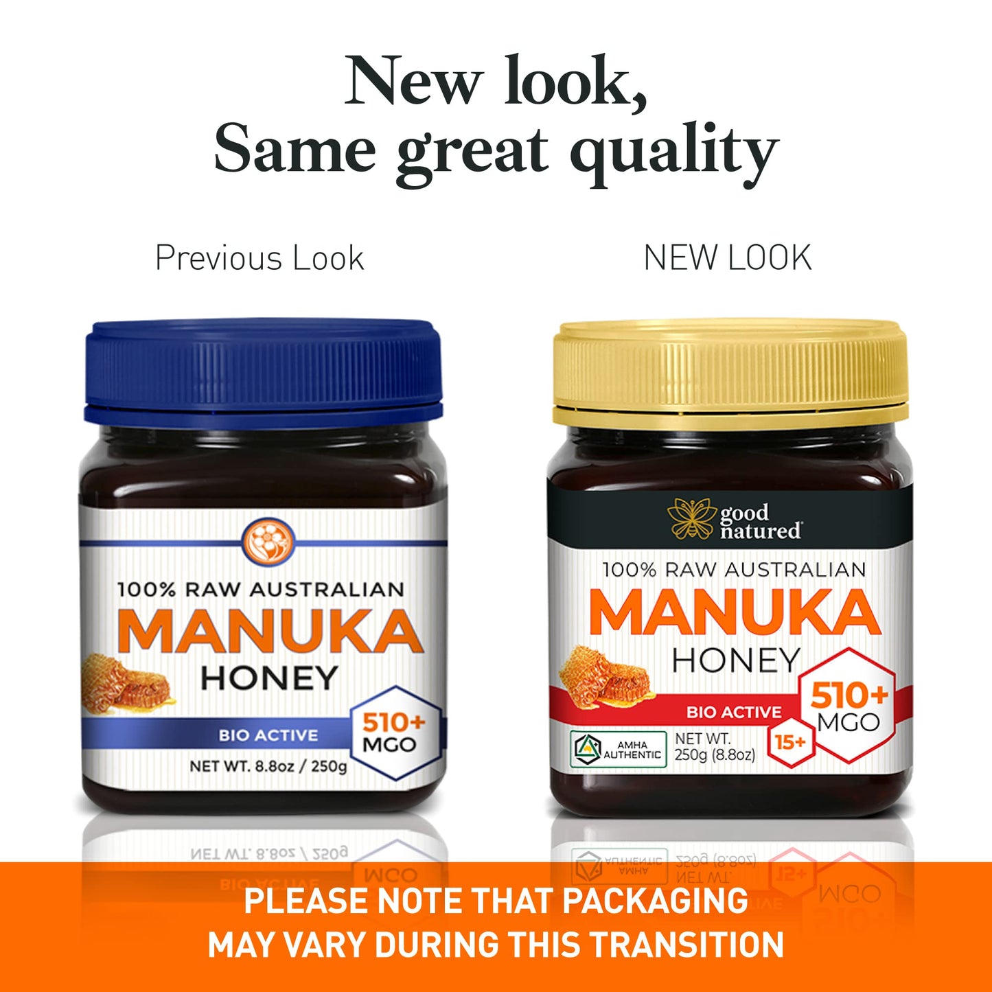 Good Natured Raw Manuka Honey 510+ MGO, 250g (8.8oz), Active & Certified