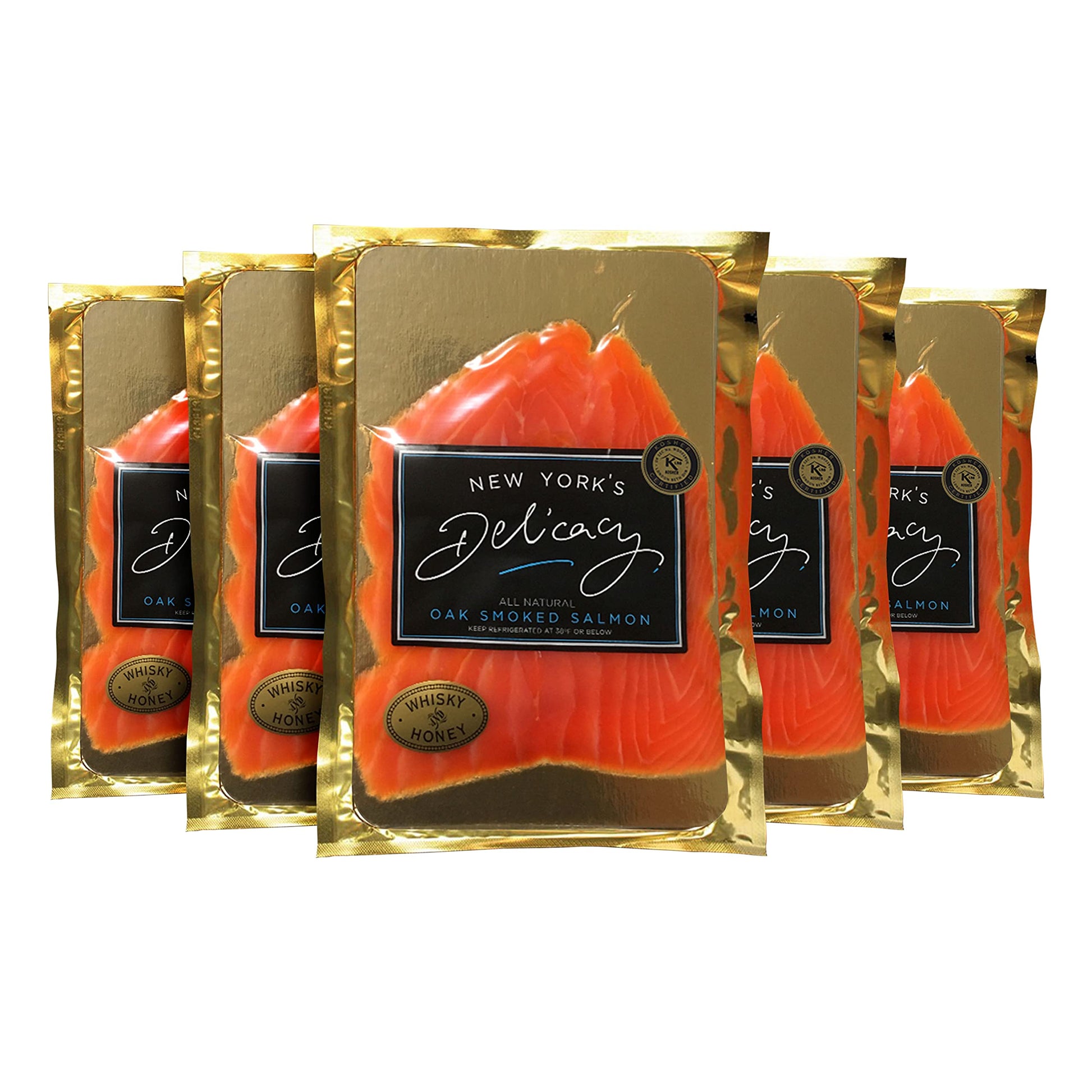 New Yorks Delicacy Smoked Salmon Nova - Pre-Sliced, Fully Trimmed, Kosher - 5 Pack of 4 Oz.