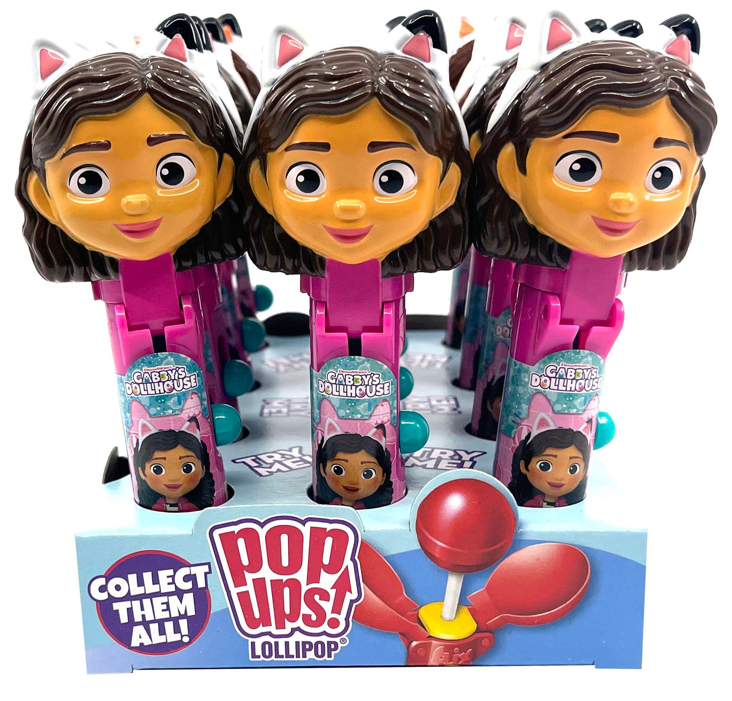 Pop Ups! Gabby'S Dollhouse Lollipop Holder - 12 Lollipops With Cases - Individually Wrapped Candy Party Favors - Gabby'S Dollhou