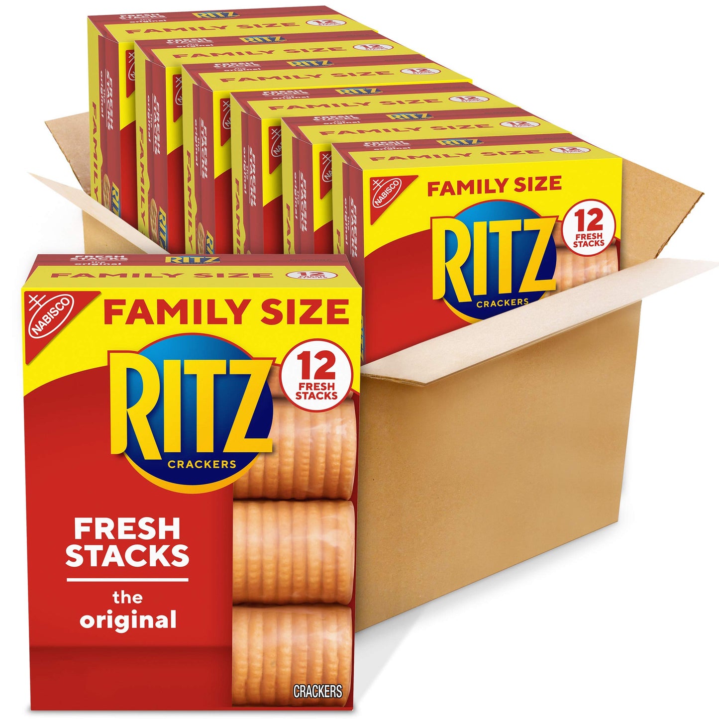 RITZ Fresh Stacks Original Crackers, Bulk Travel Snacks, Family Size, Holiday Crackers, 6 Boxes (72 Multi Snack Packs)