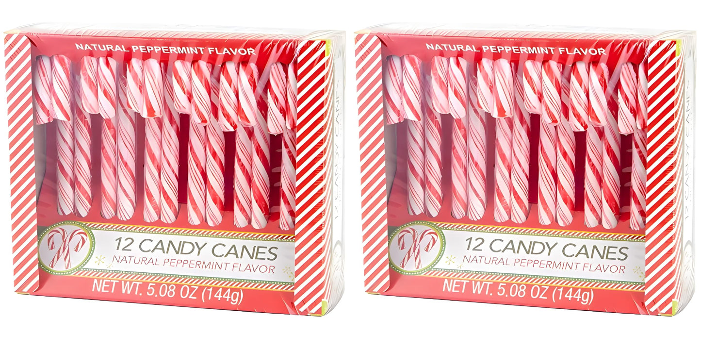 Peppermint Candy Canes – 24 Count (Two 12-Count Boxes, 10.16 Oz) – Classic Holiday Peppermint Flavor – Individually Wrapped Christmas Candy Canes For Stockings, Gifts & Decorations