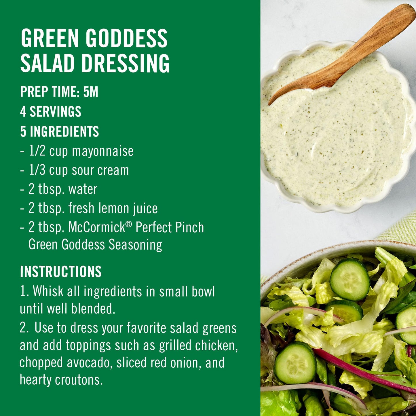 McCormick Perfect Pinch Seasoning  Green Goddess  For Adding Tangy  Herby Flavor to Chicken  Roasted Veggies  Dressings  Sauces & More  4.23 oz