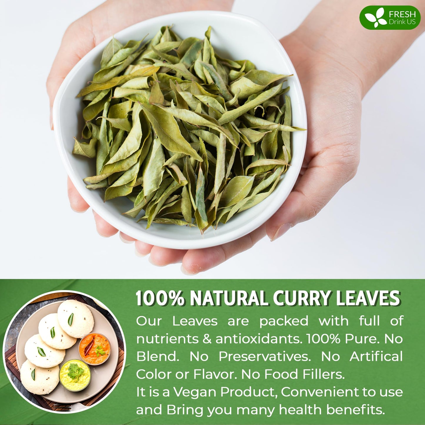 Freshdrinkus, Premium 0.9Oz Curry Leaves, Whole Dried Leaves, 100% Natural, Pure Curry Leaves, Hand-Made, Wildcrafted, Indian Sp