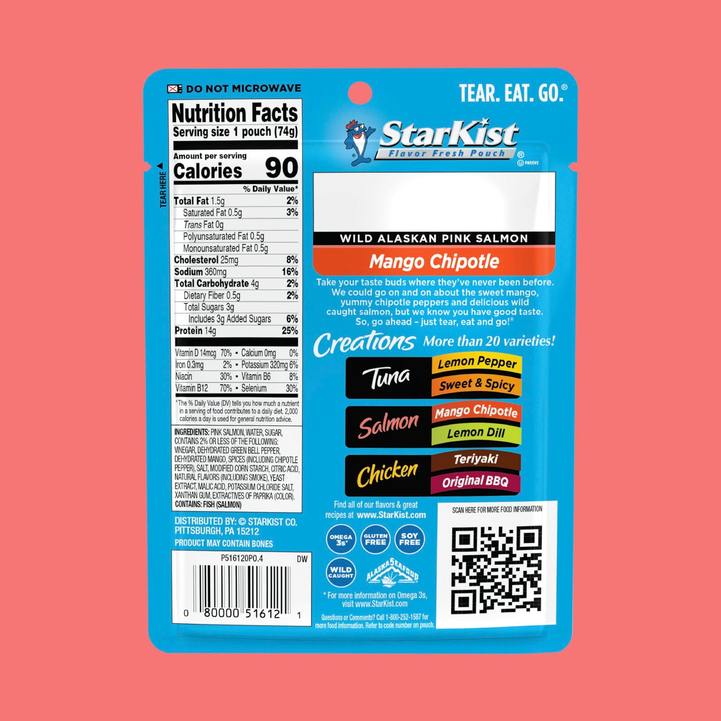 Starkist Salmon Creations Mango Chipotle - 2.6 Oz Pouch (Packaging May Vary) (Pack Of 12)