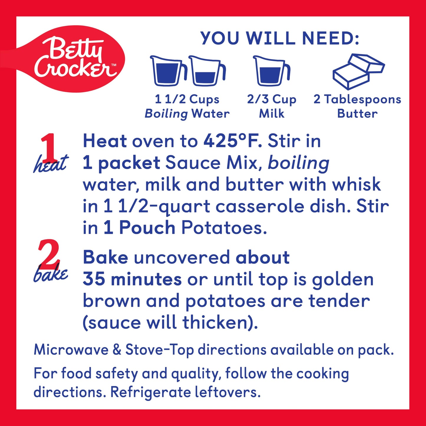 Betty Crocker Scalloped Casserole Potatoes, Made with Real Cheese, Twin Pack, 8 oz Box