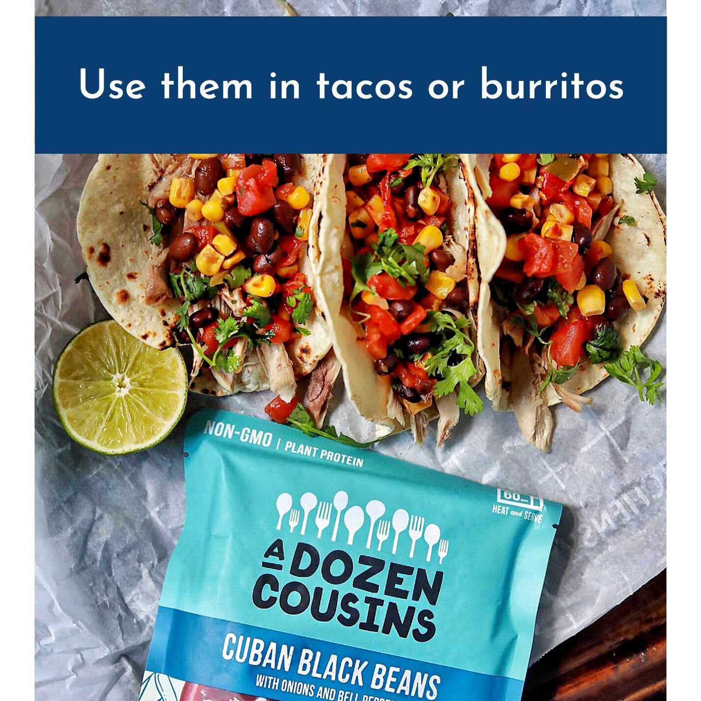 A Dozen Cousins Meals Black Beans Ready To Eat, Vegan And Non-Gmo Seasoned Beans Made With Avocado Oil (Cuban Black Beans, 12-Pa