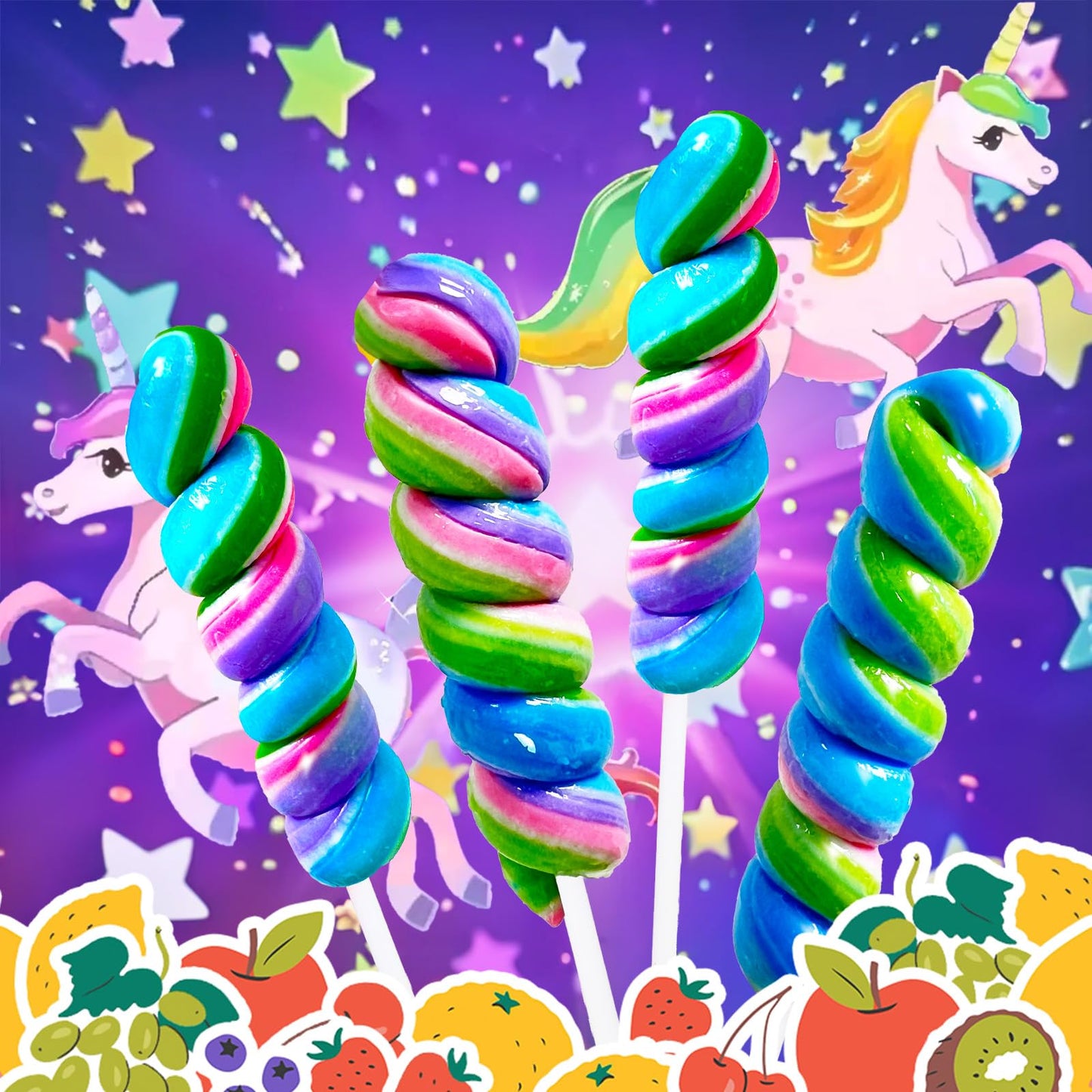 Rainbow Twisty & Swirl Lollipops 20Pk, Mermaid Lollipops Candy Individually Wrapped Bulk, Mermaid Party Supplies - Unicorn Candy