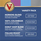 Victor Allens Coffee Variety Pack - 80 Count Single Serve Pods for Keurig - Morning Blend, 100% Colombian, Donut Shop, Italian Roast