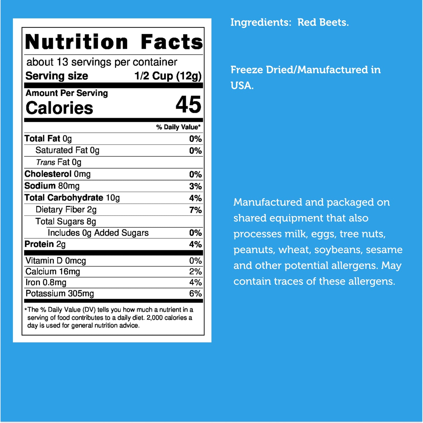 Arctic Farms Freeze Dried Garden Red Beet Chips, 100% Natural, 6 oz Bulk Bag