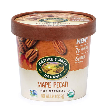 Nature's Path Organic Maple Pecan Instant Oatmeal Cup, Non-GMO, 7g Plant Based Protein, with Omega-3 Rich Chia Seeds, 1.94 Ounce