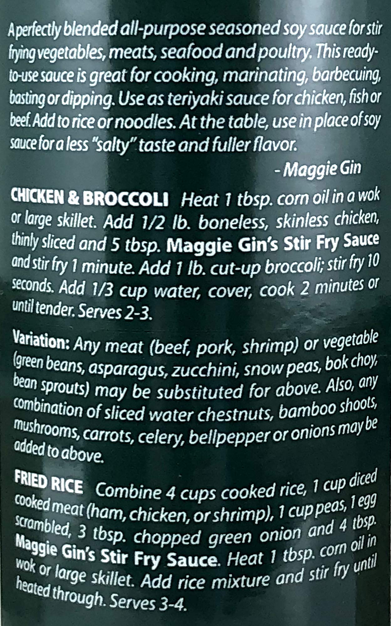 MAGGIE GINS Traditional Stir Fry Sauce - All-Natural, Low Sodium, 13 oz.