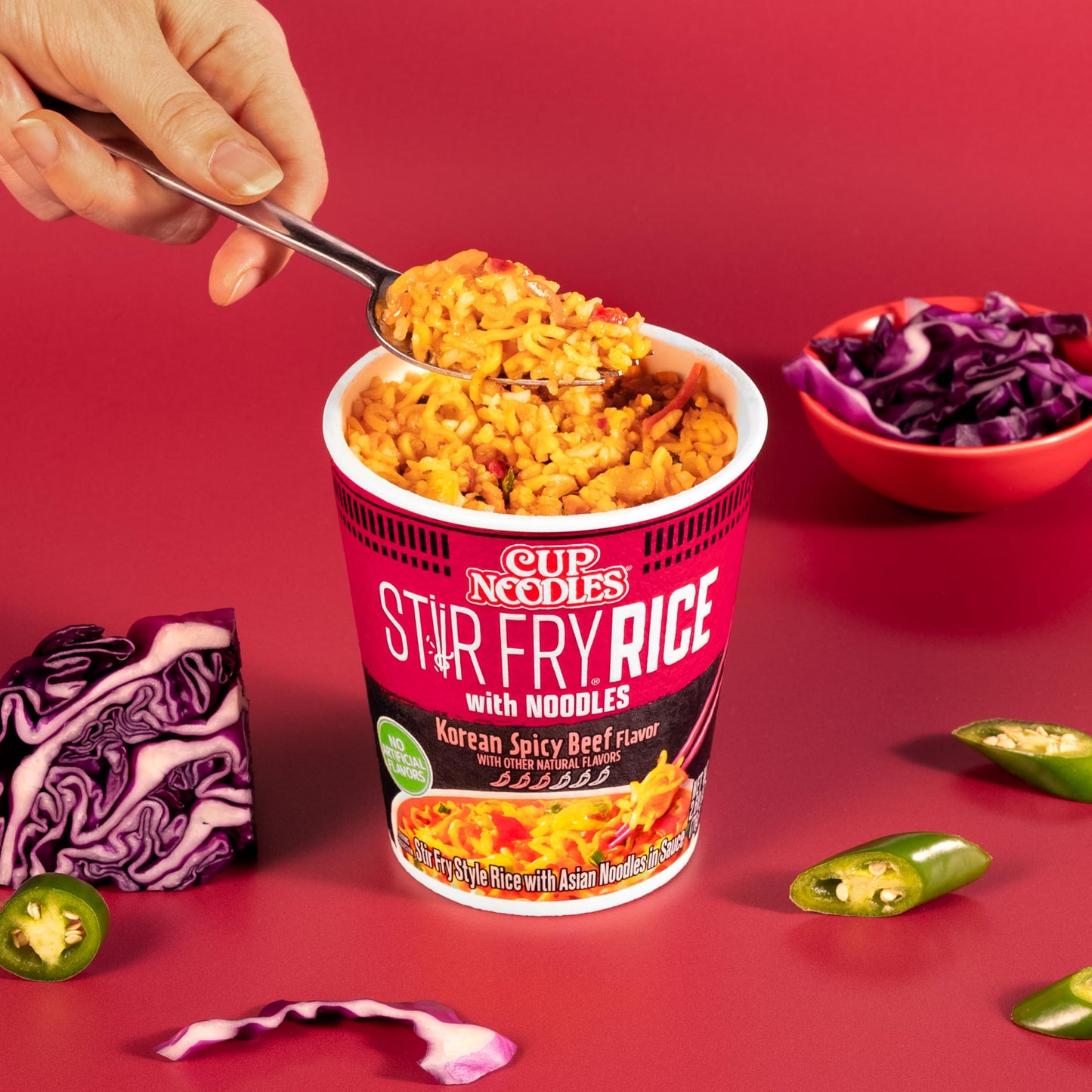 Nissin Cup Noodles Stir Fry Rice With Noodles, Spicy Beef Flavor, 2.68 Ounce (Pack Of 6)