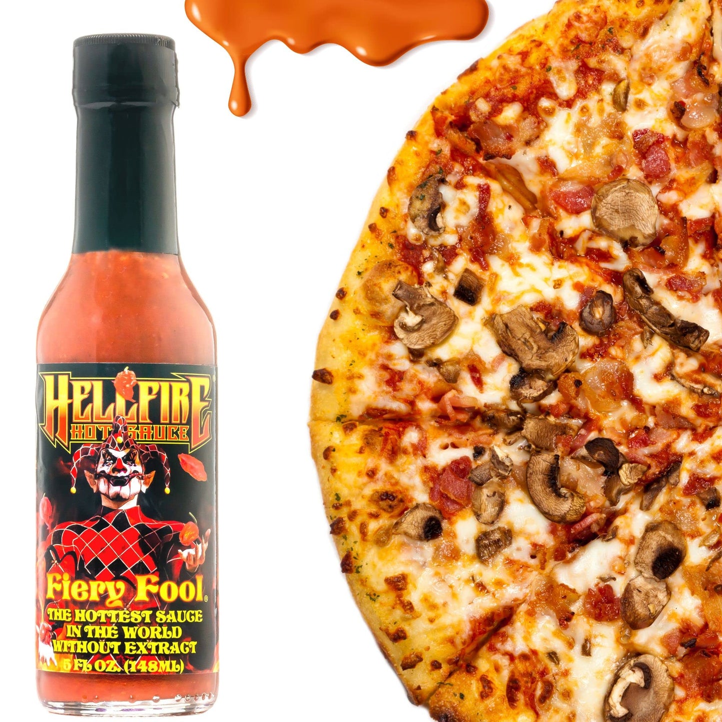 Hellfire Hot Sauce Fiery Fool - Extreme Hot Sauce Without Extract, Featured On Hot Ones Tv Show, 5 Oz.