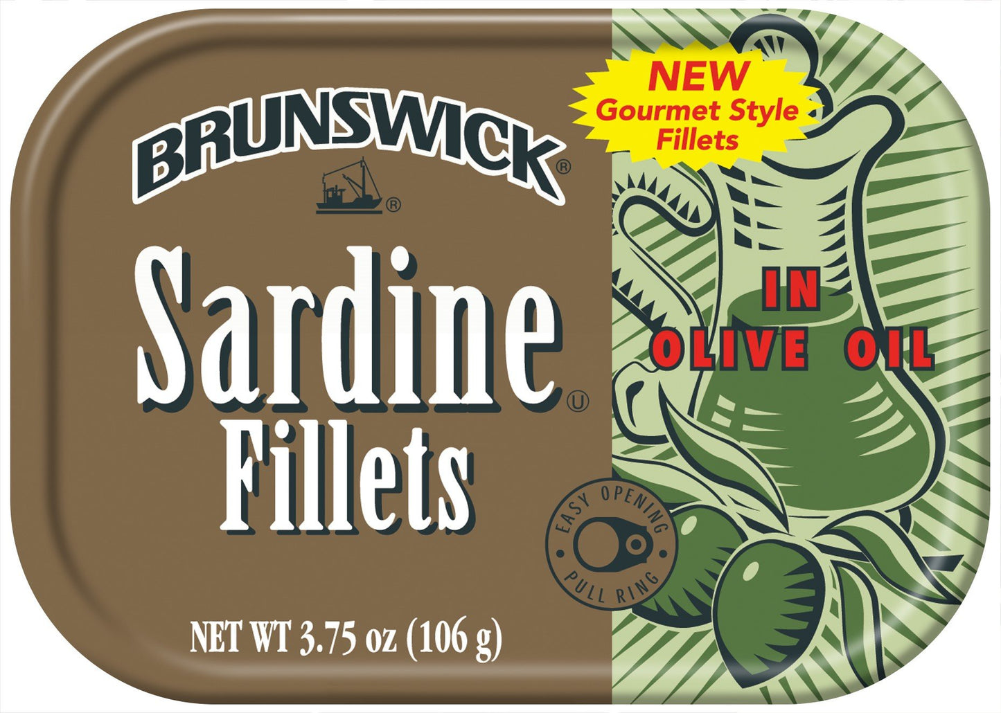 Brunswick Wild Caught Sardine Fillets in Olive Oil, 67.5 Ounce, Pack of 18 Cans