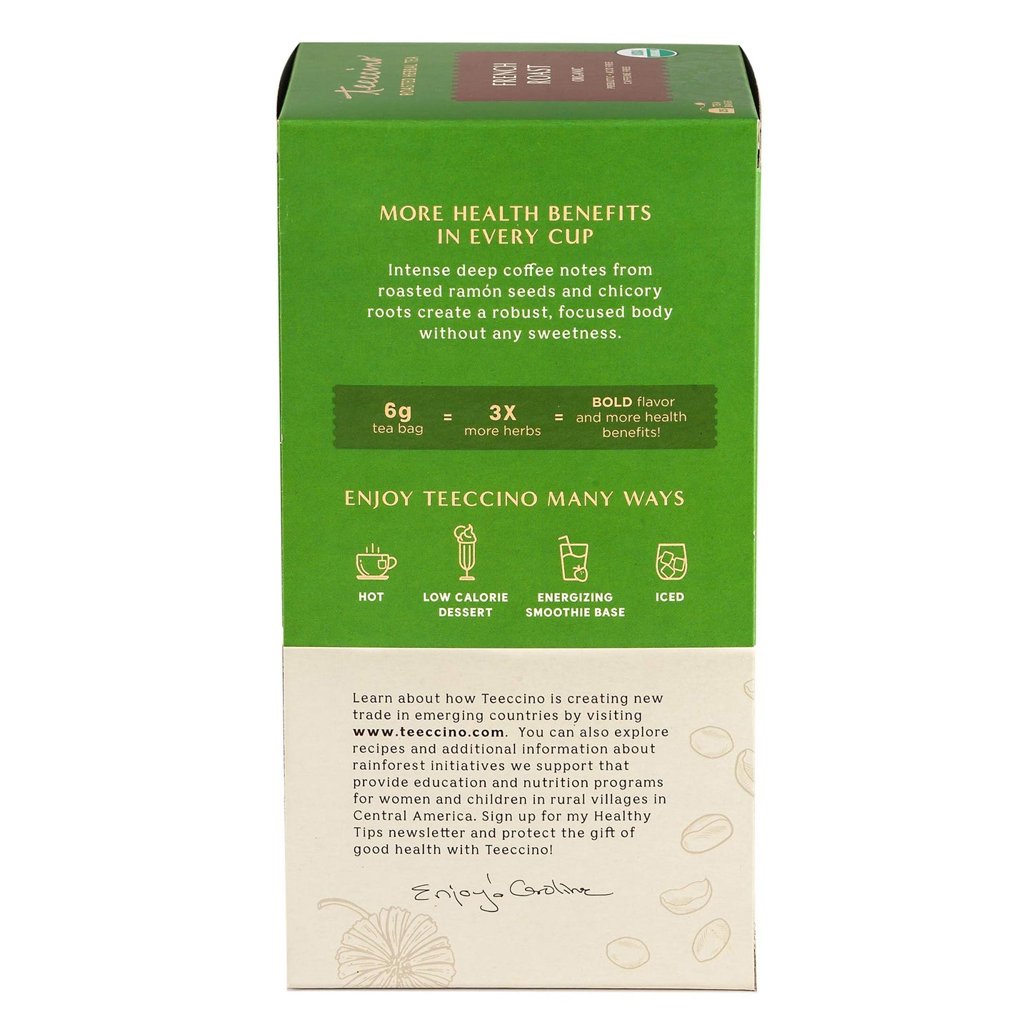 Teeccino French Roast Herbal Tea - Caffeine Free Coffee Alternative, 25 Count (Pack of 3)
