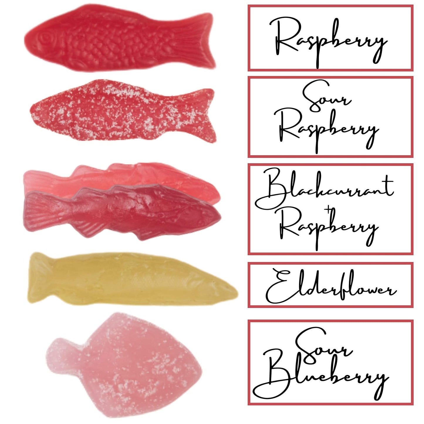 Kolsvart Swedish Candy Variety Pack, 4.2 Ounces - Raspberry, Blackcurrant & Raspberry, Sour Blueberry, Sour Raspberry, Elderflow