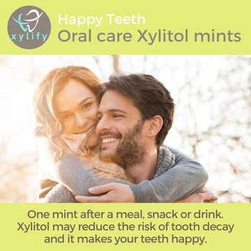 Xylitol Mints For Oral Care - Apple Flavor, With Xylitol And Erythritol, Sugar Free Candy, Happy Teeth Dental Mints From Finland