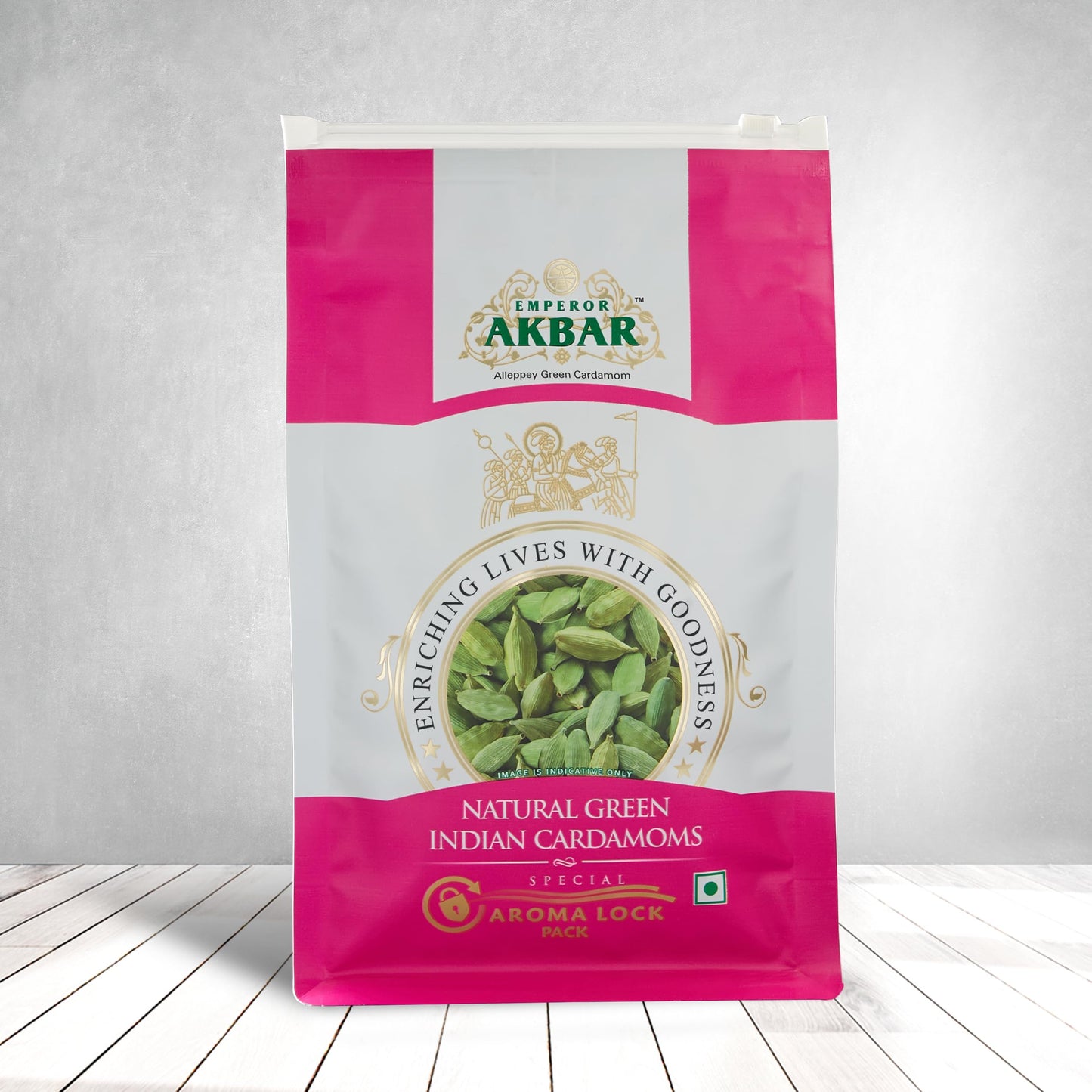 Emperor Akbar Cardamom (Elaichi)- 500G - Green Cardamom In Superior Aroma-Lock Pack (Pink Grade - 7.5 Mm & Above)
