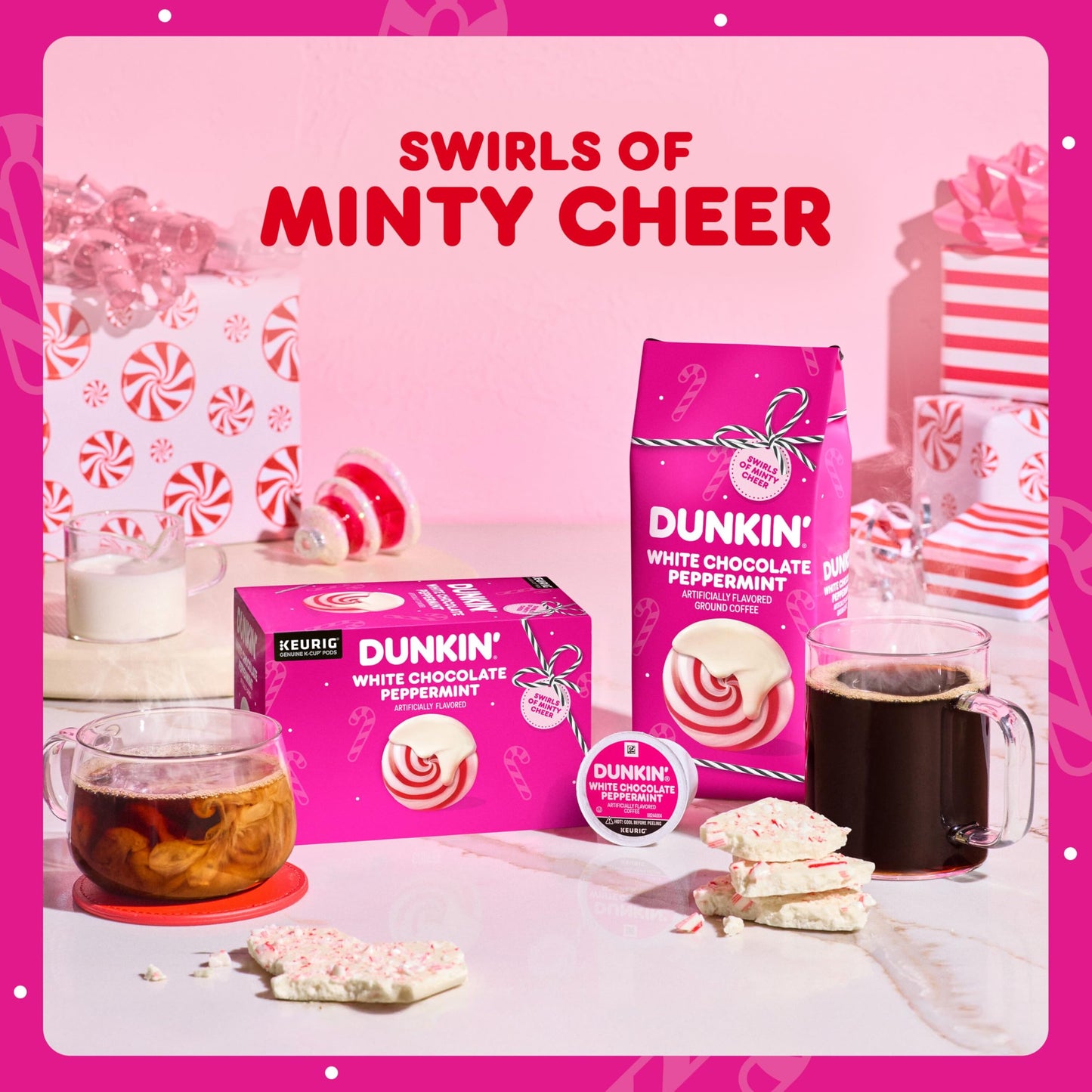 Dunkin White Chocolate Peppermint Artificially Flavored Coffee, Keurig K-Cup Pods, 10 Count Box