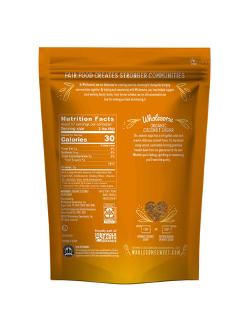 Wholesome Sweeteners 16-Ounce Organic Coconut Sugar, Non GMO, Gluten Free & Vegan Sweetener, for Baking, Sauces, and Smoothies,