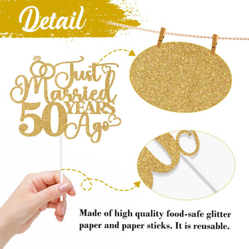 Just Married 50 Years Ago Cake Topper, 50Th Anniversary Cake Decor, 50 Years & Loved, Happy 50Th Wedding Anniversary Party Decor
