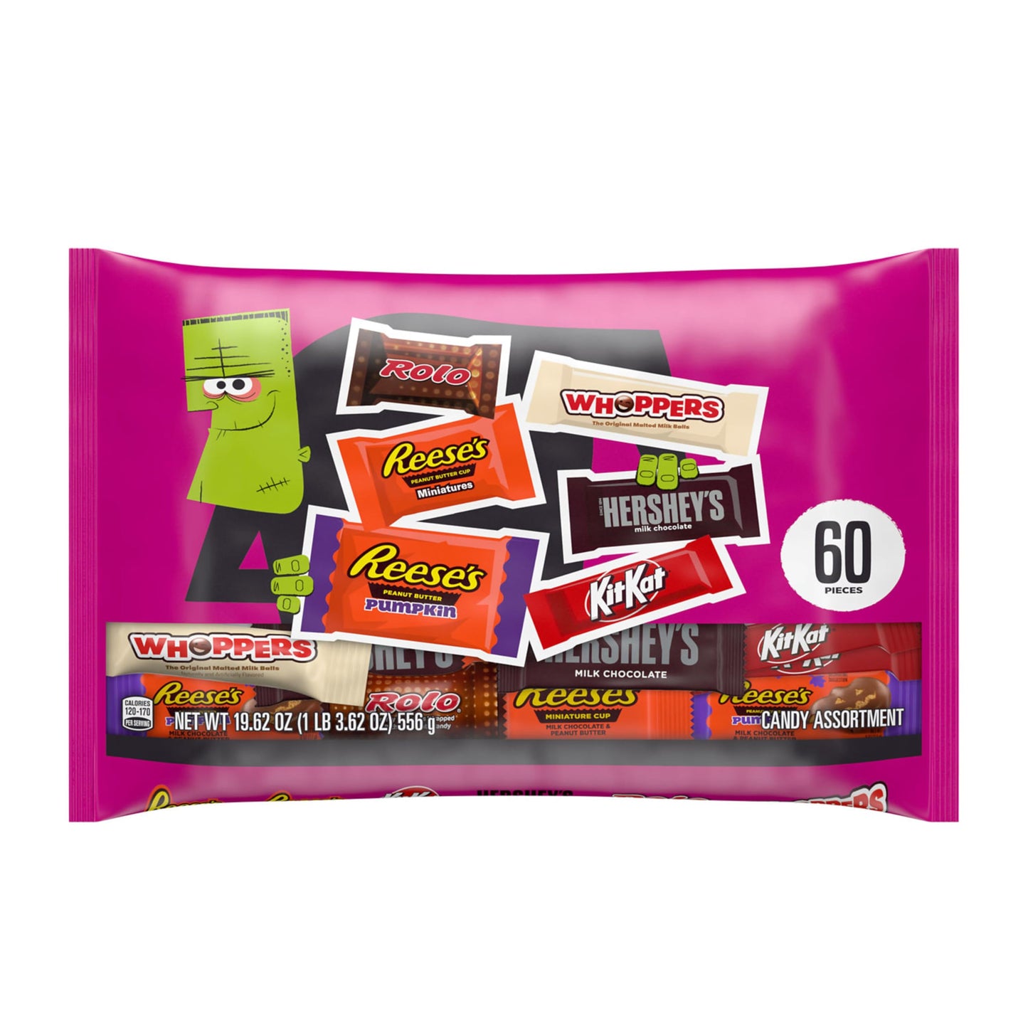 HERSHEYS Assorted Flavored  Halloween Candy Bag  19.62 oz (60 Pieces)