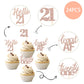 24 Pcs 21St Birthday Cupcake Toppers Legal Hello 21 Twenty One Cupcake Picks 21St Birthday Cake Decorations Supplies Rose Gold