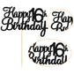 Gyufise 1Pack Happy 16Th Birthday Cake Topper Black Glitter Happy 16 Birthday Cupcake Topper 16 Birthday Cake Decoration For Che