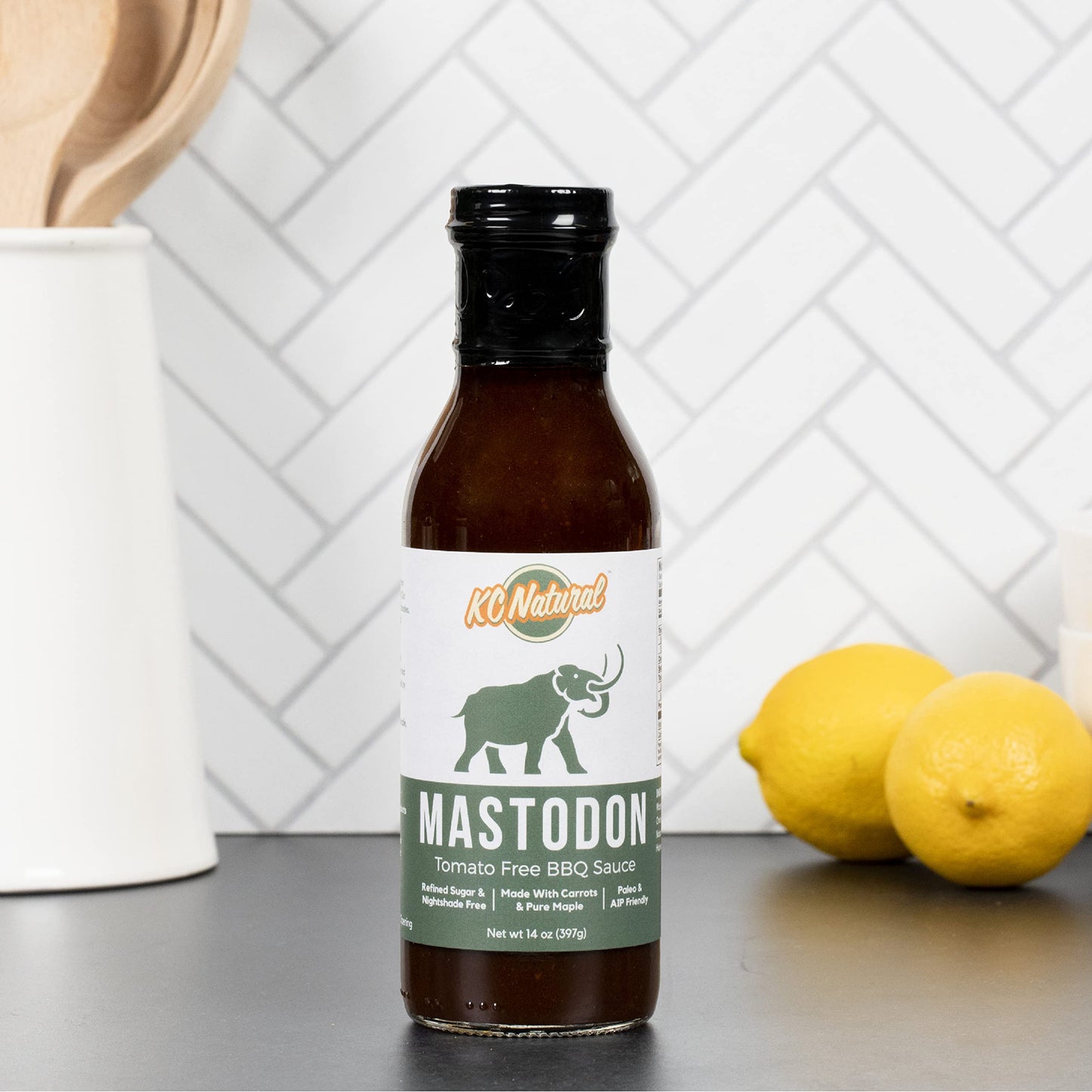 KC Natural Mastodon Paleo AIP BBQ Sauce, 14oz - Gluten-Free, All-Natural Ingredients, Perfect for BBQ Lovers