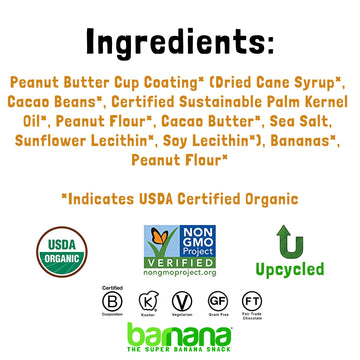 Barnana Organic Peanut Butter Cup Chewy Banana Bites, 3.5 Ounce Bag (Pack Of 3)