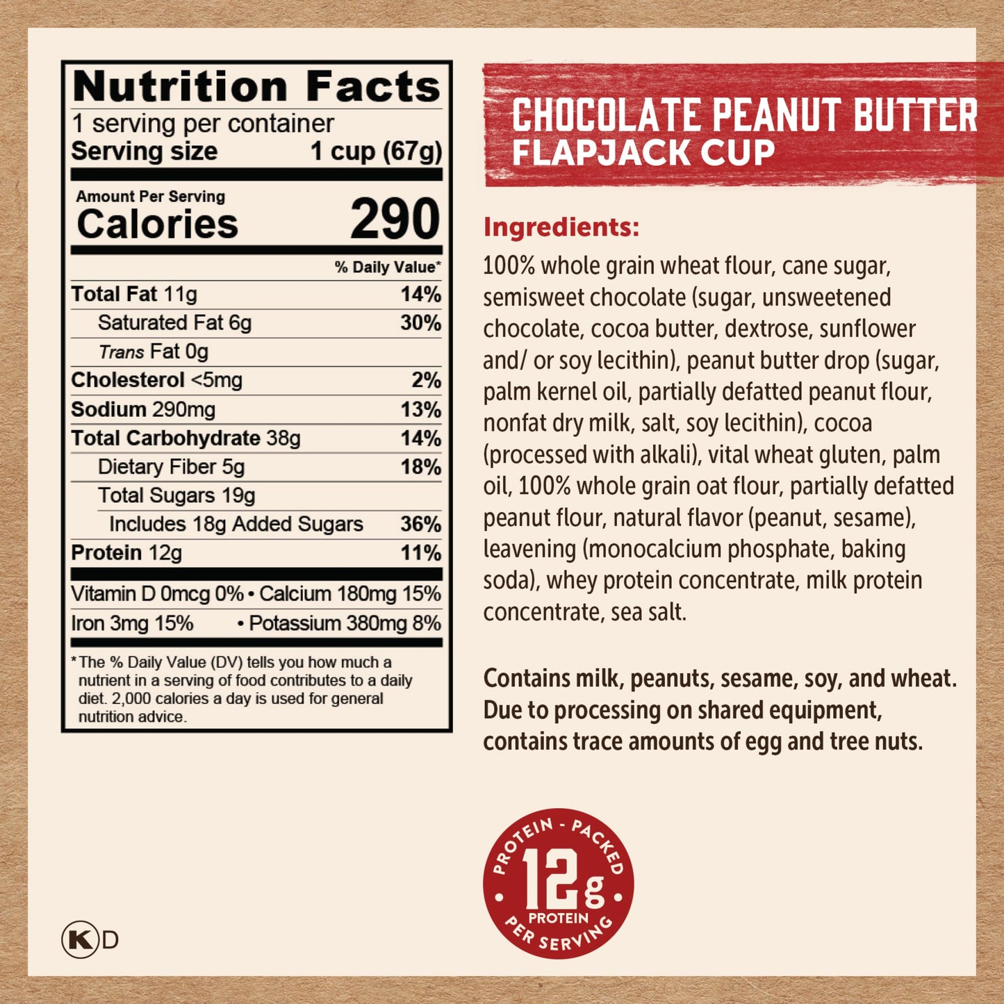Kodiak Cakes Pancake On The Go, Chocolate Peanut Butter, 2.5 Ounce (Pack Of 12)